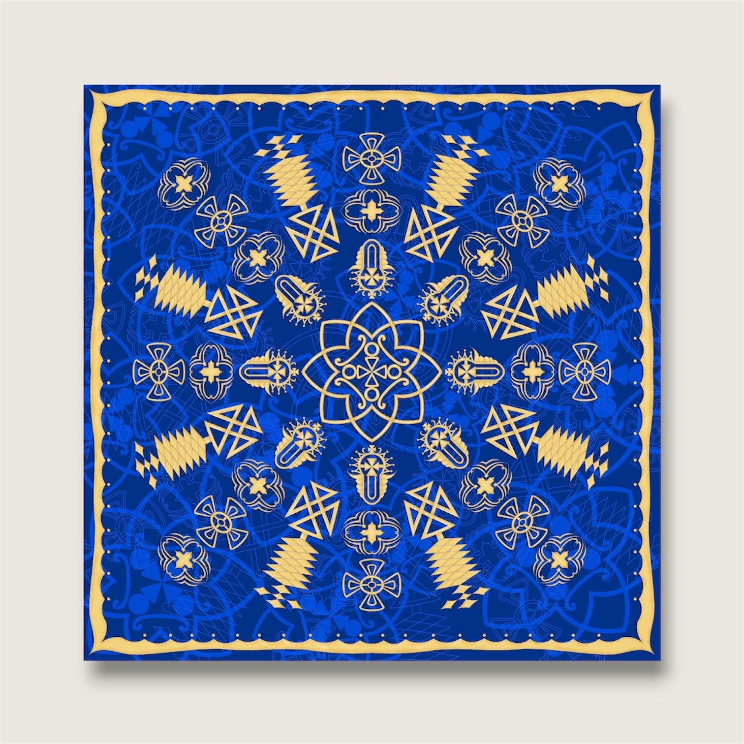 Lalibela Blue/Gold Silk Scarf